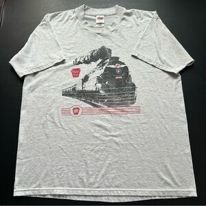 Vintage 90s Pennsylvania Railroad Train Graphic Tee Gray T-Shirt XL Broadway 96